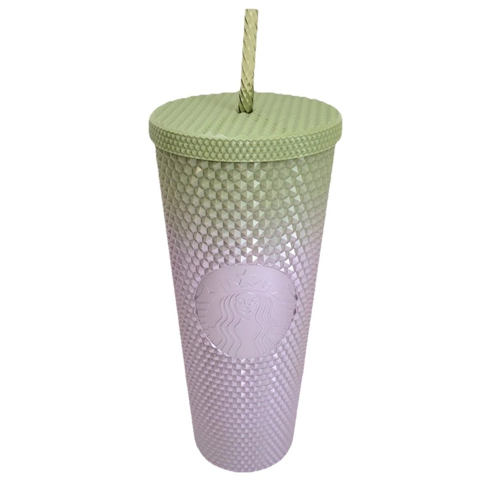 Starbucks Fall 2024 Green Purple Ombre Metallic Studded Tumbler 24 oz‎ Venti